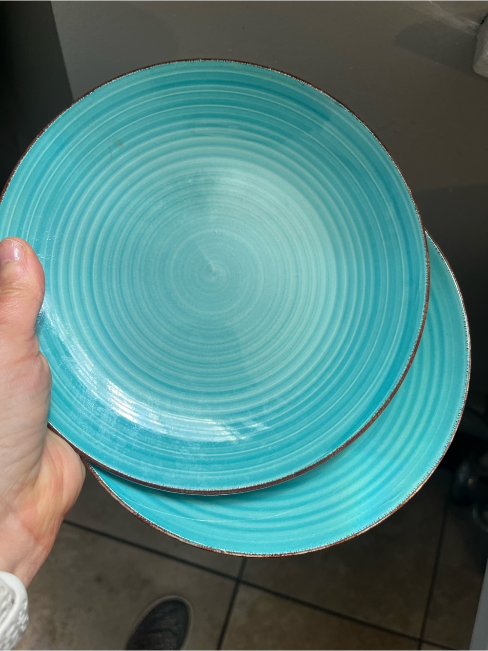 Royal Norfolk Turquoise Ceramic saucer Plates - Pair